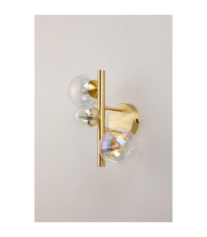 Marshall Wall Lamp 3 x G9 Satin Gold Iridescent Plated Glass-8