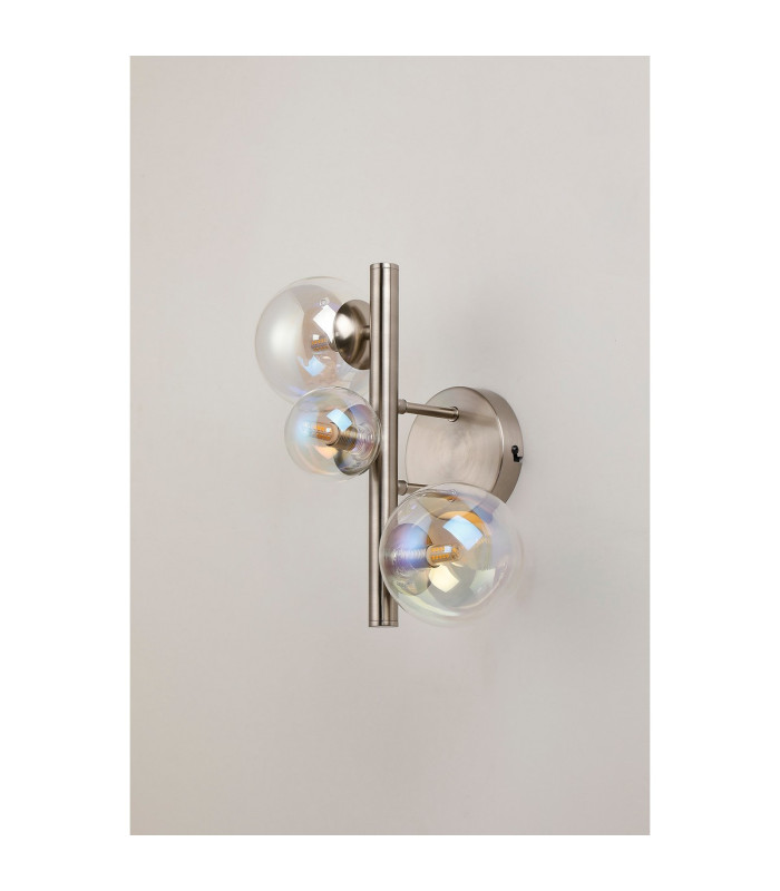 Marshall Wall Lamp 3 x G9 Satin Nickel Iridescent Plated Glass-7
