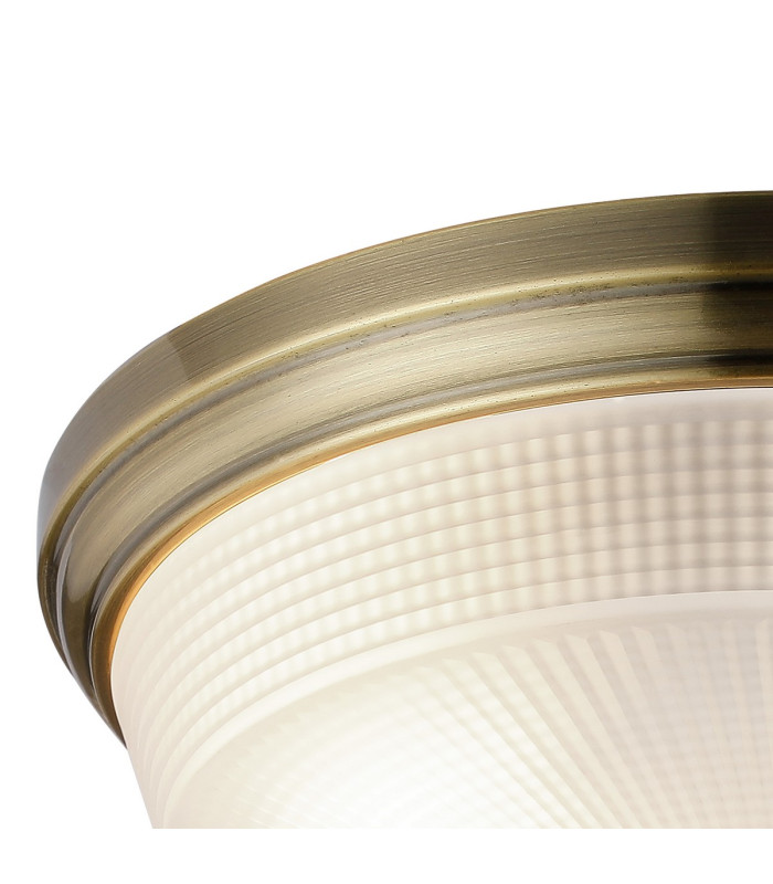 DeRuyter 34cm 2 Light E27 Flush Ceiling Light Antique Brass/Frosted Glass-6
