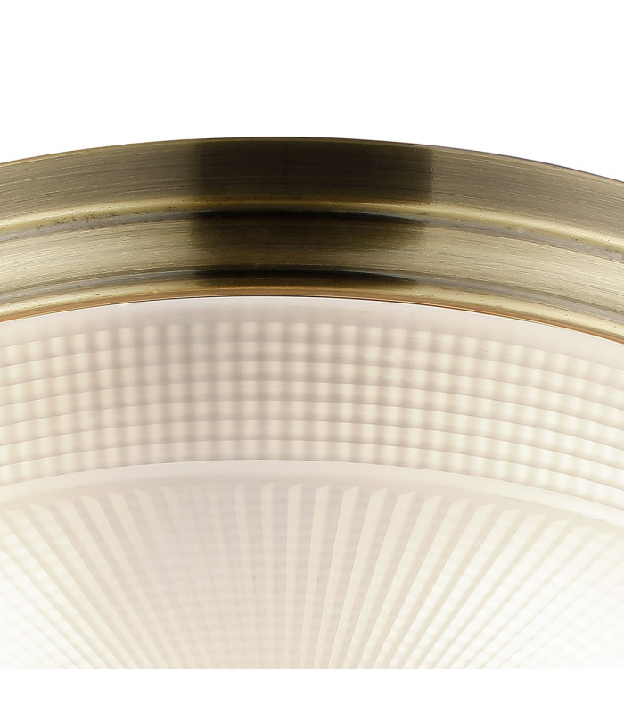 DeRuyter 34cm 2 Light E27 Flush Ceiling Light Antique Brass/Frosted Glass-7