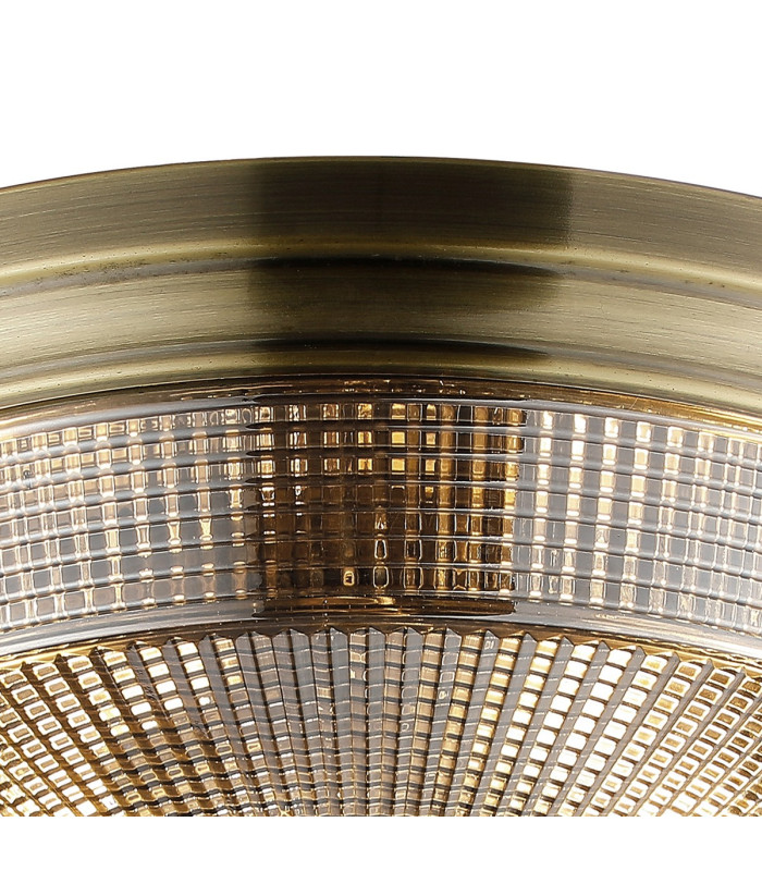 DeRuyter 34cm 2 Light E27 Flush Ceiling Light Antique Brass/Smoke Glass-6