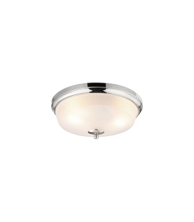 DeRuyter 34cm 2 Light E27 Flush Ceiling Light Polished Nickel/Frosted Glass-1