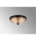 DeRuyter 34cm 2 Light E27 Flush Ceiling Light Satin Black/Amber Glass-3