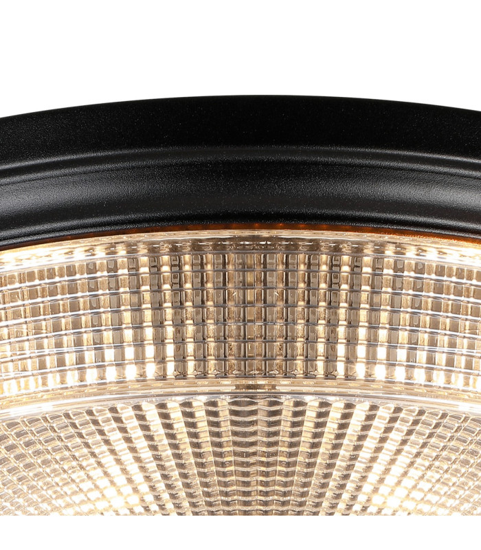 DeRuyter 34cm 2 Light E27 Flush Ceiling Light Satin Black/Amber Glass-7