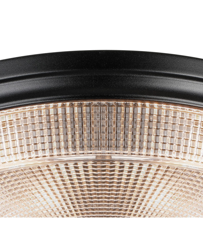 DeRuyter 34cm 2 Light E27 Flush Ceiling Light Satin Black/Clear Glass-7