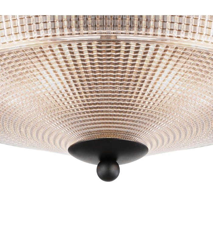 DeRuyter 34cm 2 Light E27 Flush Ceiling Light Satin Black/Clear Glass-8