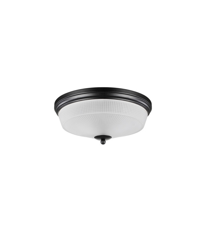 DeRuyter 34cm 2 Light E27 Flush Ceiling Light Satin Black/Frosted Glass-4
