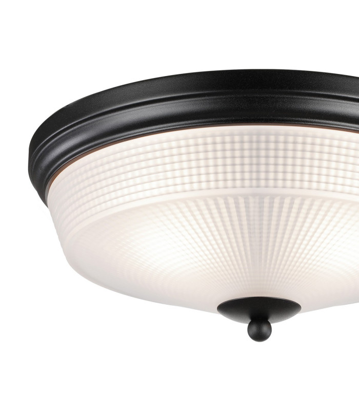 DeRuyter 34cm 2 Light E27 Flush Ceiling Light Satin Black/Frosted Glass-5