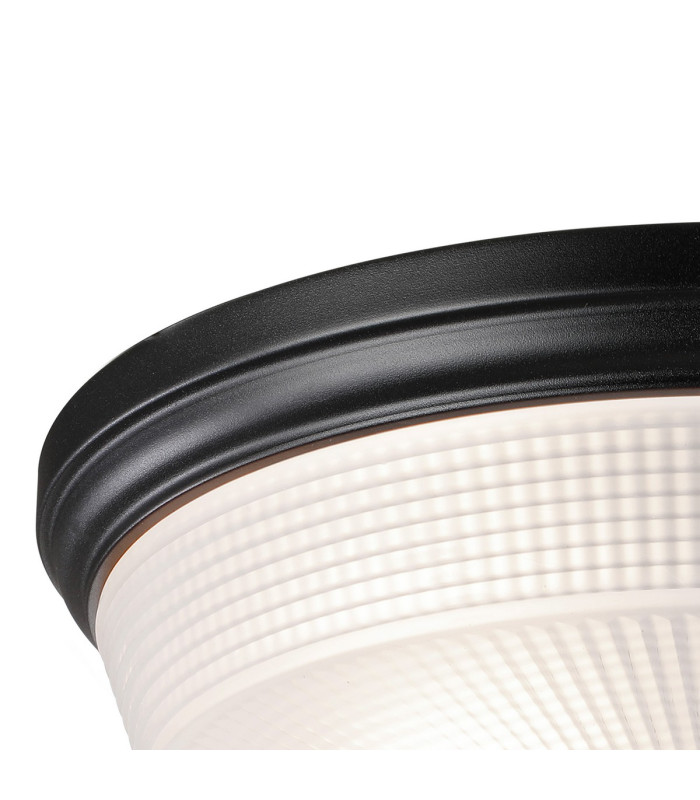 DeRuyter 34cm 2 Light E27 Flush Ceiling Light Satin Black/Frosted Glass-6