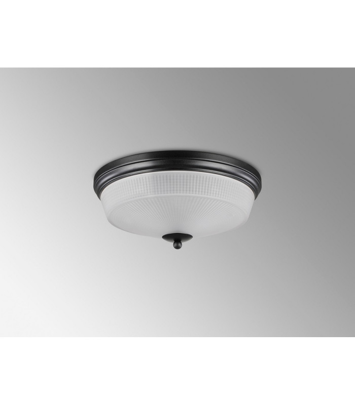 DeRuyter 34cm 2 Light E27 Flush Ceiling Light Satin Black/Frosted Glass-9