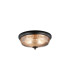 DeRuyter 34cm 2 Light E27 Flush Ceiling Light Satin Black/Smoke Glass-1
