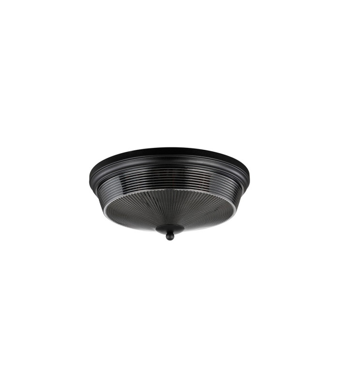 DeRuyter 34cm 2 Light E27 Flush Ceiling Light Satin Black/Smoke Glass-4