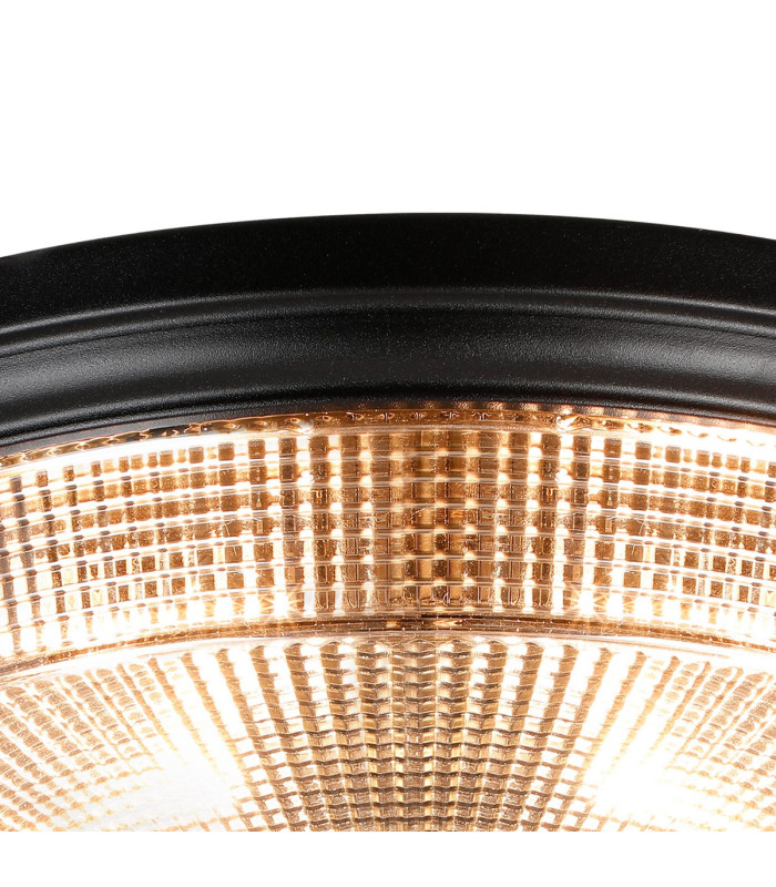DeRuyter 34cm 2 Light E27 Flush Ceiling Light Satin Black/Smoke Glass-6