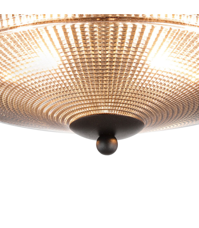 DeRuyter 34cm 2 Light E27 Flush Ceiling Light Satin Black/Smoke Glass-7