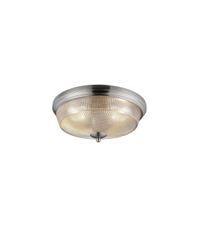DeRuyter 34cm 2 Light E27 Flush Ceiling Light Satin Nickel/Amber Glass-1