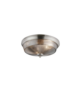 DeRuyter 34cm 2 Light E27 Flush Ceiling Light Satin Nickel/Smoke Glass-1