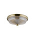 DeRuyter 43.8cm 3 Light E27 Flush Ceiling Light Antique Brass/Amber Glass-4