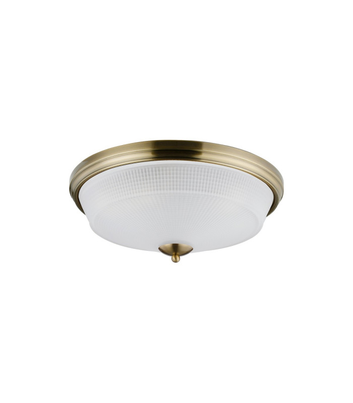 DeRuyter 43.8cm 3 Light E27 Flush Ceiling Light Antique Brass/Frosted Glass-4