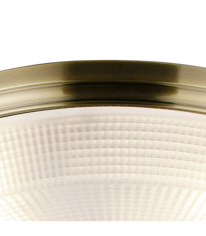 DeRuyter 43.8cm 3 Light E27 Flush Ceiling Light Antique Brass/Frosted Glass-6