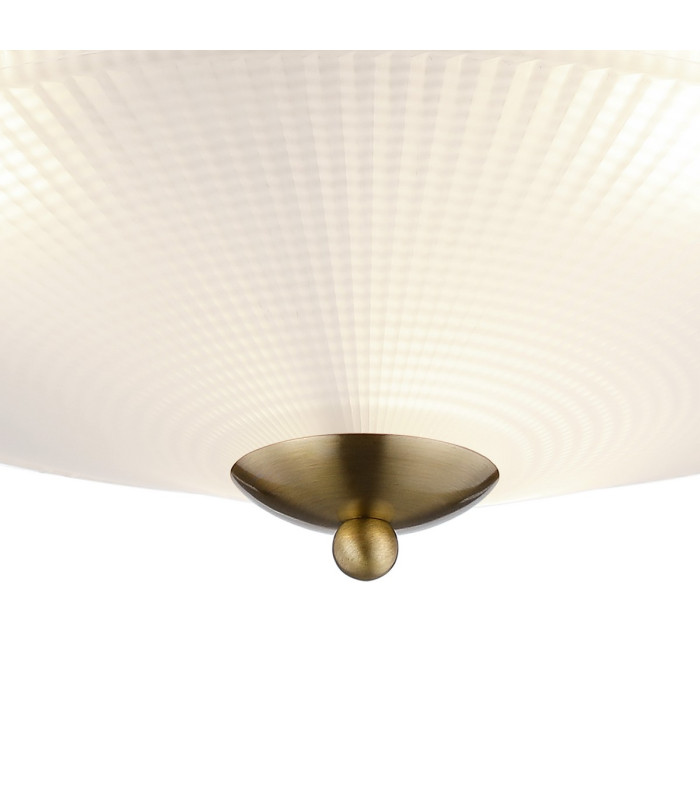 DeRuyter 43.8cm 3 Light E27 Flush Ceiling Light Antique Brass/Frosted Glass-7