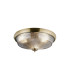 DeRuyter 43.8cm 3 Light E27 Flush Ceiling Light Antique Brass/Smoke Glass-1