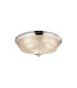 DeRuyter 43.8cm 3 Light E27 Flush Ceiling Light Polished Nickel/Amber Glass-1