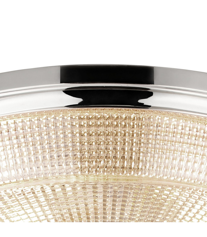 DeRuyter 43.8cm 3 Light E27 Flush Ceiling Light Polished Nickel/Amber Glass-6
