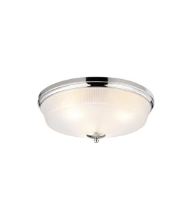 DeRuyter 43.8cm 3 Light E27 Flush Ceiling Light Polished Nickel/Frosted Glass-1