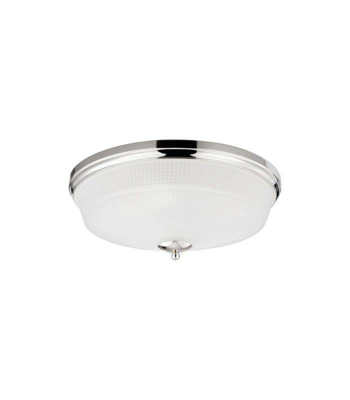 DeRuyter 43.8cm 3 Light E27 Flush Ceiling Light Polished Nickel/Frosted Glass-4
