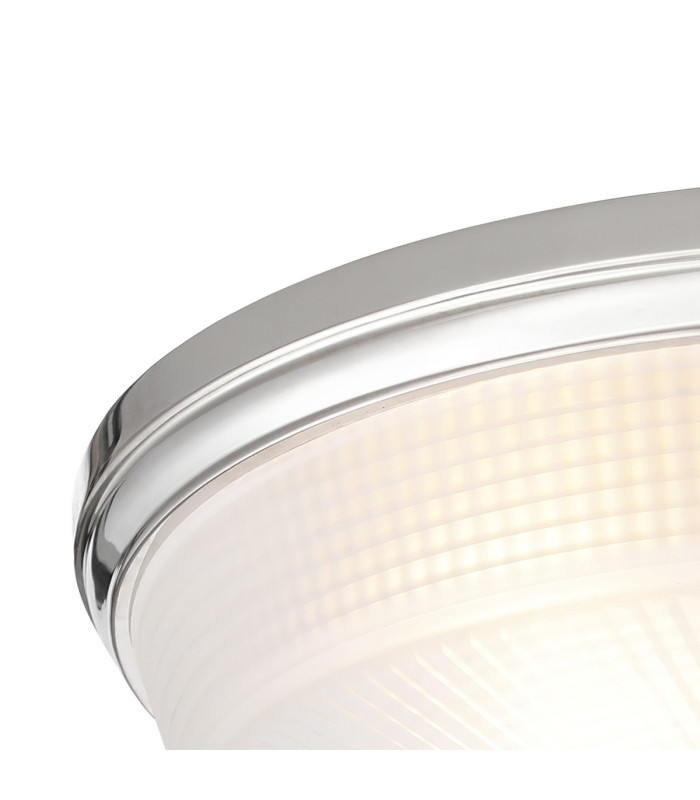 DeRuyter 43.8cm 3 Light E27 Flush Ceiling Light Polished Nickel/Frosted Glass-5