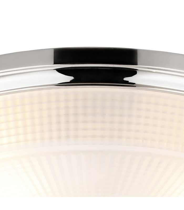 DeRuyter 43.8cm 3 Light E27 Flush Ceiling Light Polished Nickel/Frosted Glass-6