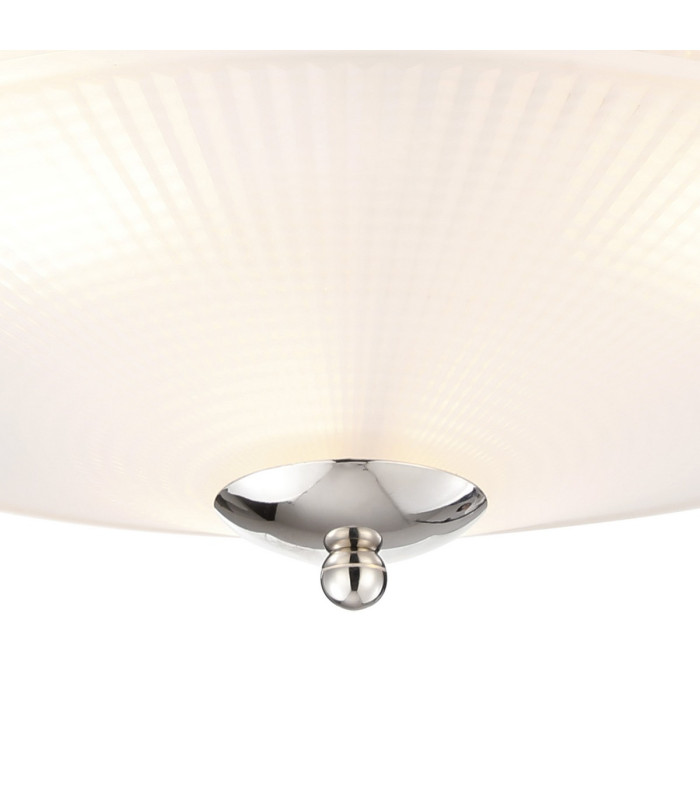 DeRuyter 43.8cm 3 Light E27 Flush Ceiling Light Polished Nickel/Frosted Glass-7