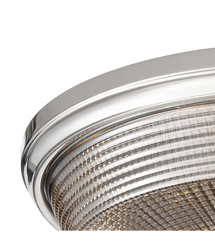 DeRuyter 43.8cm 3 Light E27 Flush Ceiling Light Polished Nickel/Smoke Glass-5