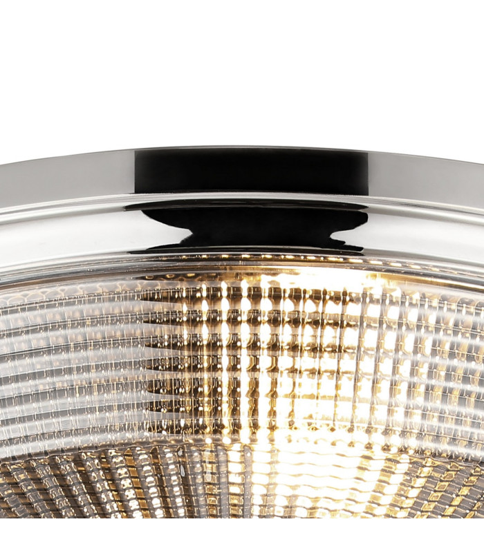 DeRuyter 43.8cm 3 Light E27 Flush Ceiling Light Polished Nickel/Smoke Glass-6