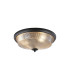 DeRuyter 43.8cm 3 Light E27 Flush Ceiling Light Satin Black/Amber Glass-1