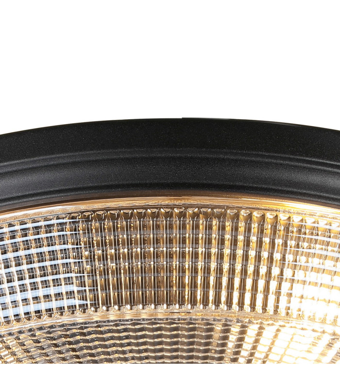 DeRuyter 43.8cm 3 Light E27 Flush Ceiling Light Satin Black/Amber Glass-6
