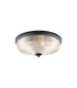 DeRuyter 43.8cm 3 Light E27 Flush Ceiling Light Satin Black/Clear Glass-1