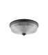 DeRuyter 43.8cm 3 Light E27 Flush Ceiling Light Satin Black/Clear Glass-4