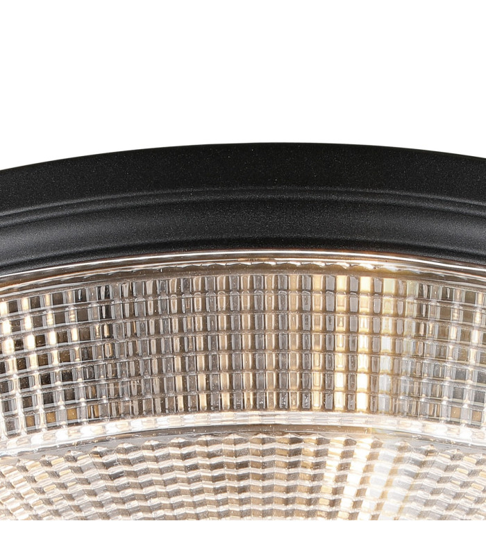 DeRuyter 43.8cm 3 Light E27 Flush Ceiling Light Satin Black/Clear Glass-6