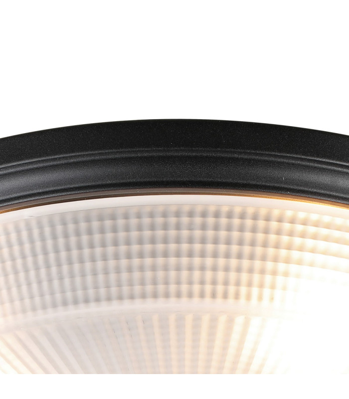DeRuyter 43.8cm 3 Light E27 Flush Ceiling Light Satin Black/Frosted Glass-6