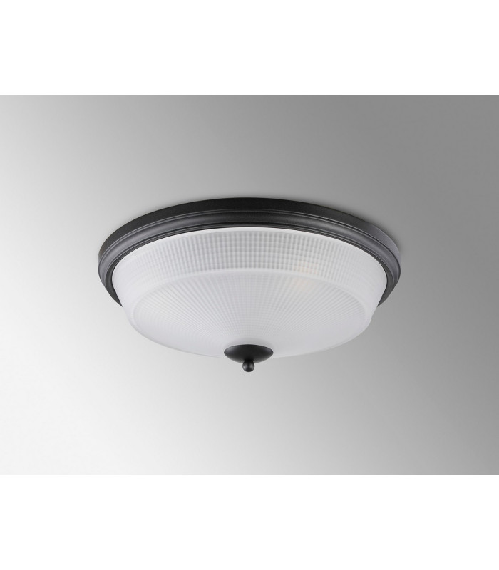 DeRuyter 43.8cm 3 Light E27 Flush Ceiling Light Satin Black/Frosted Glass-8