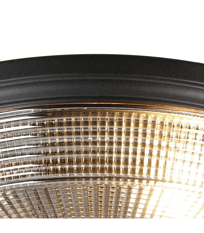 DeRuyter 43.8cm 3 Light E27 Flush Ceiling Light Satin Black/Smoke Glass-7
