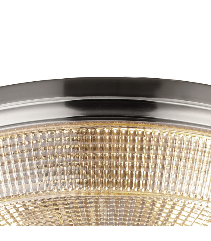 DeRuyter 43.8cm 3 Light E27 Flush Ceiling Light Satin Nickel/Amber Glass-6