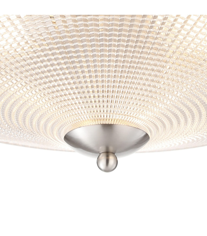DeRuyter 43.8cm 3 Light E27 Flush Ceiling Light Satin Nickel/Clear Glass-7