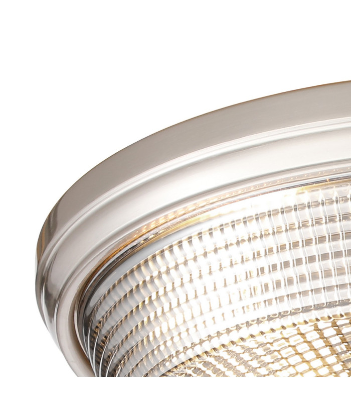 DeRuyter 43.8cm 3 Light E27 Flush Ceiling Light Satin Nickel/Smoke Glass-5