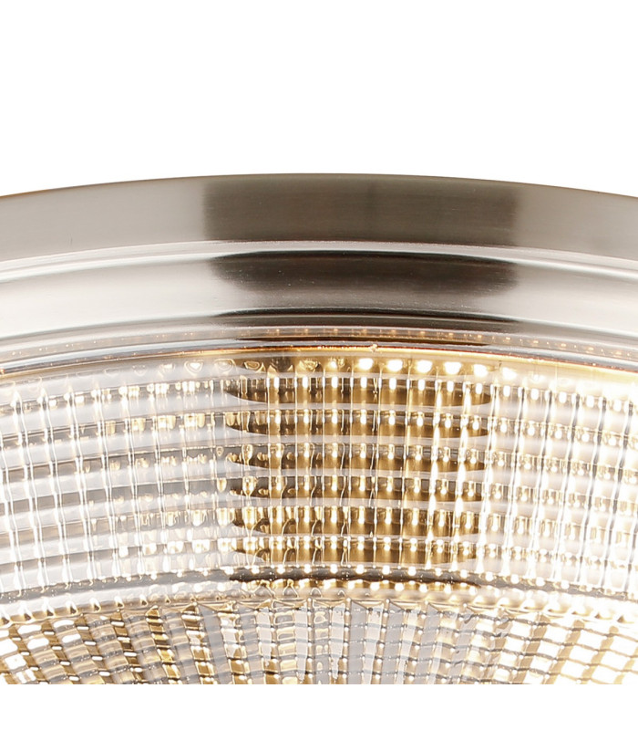 DeRuyter 43.8cm 3 Light E27 Flush Ceiling Light Satin Nickel/Smoke Glass-6