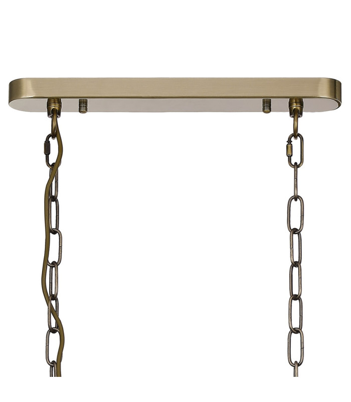 DeRuyter Semi Flush/Pendant Bar 2 Light Adjustable E27 Antique Brass/Amber Glass-6