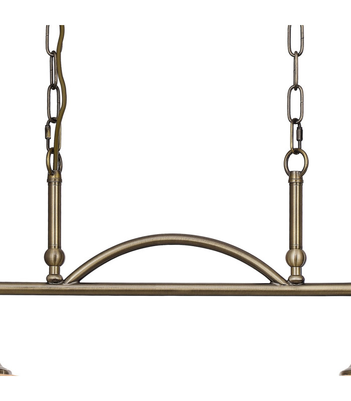 DeRuyter Semi Flush/Pendant Bar 2 Light Adjustable E27 Antique Brass/Amber Glass-7