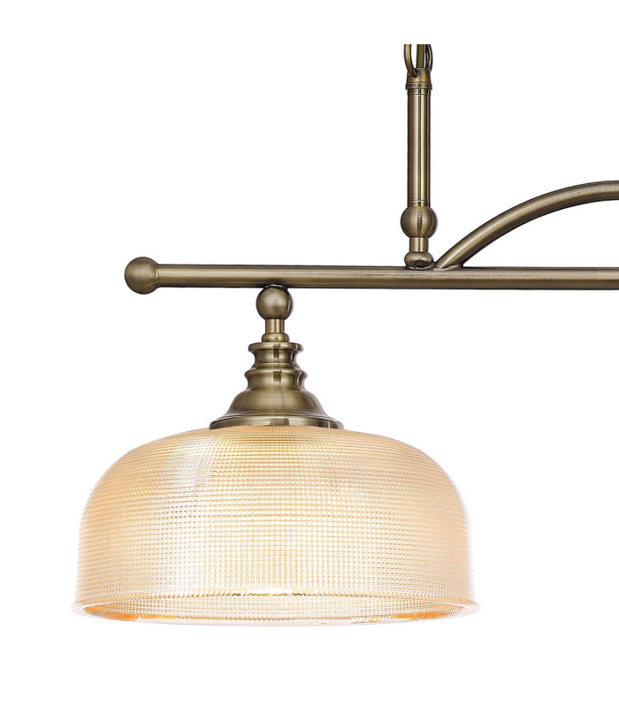 DeRuyter Semi Flush/Pendant Bar 2 Light Adjustable E27 Antique Brass/Amber Glass-8