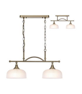 DeRuyter Semi Flush/Pendant Bar 2 Light Adjustable E27 Antique Brass/Frosted Glass-1